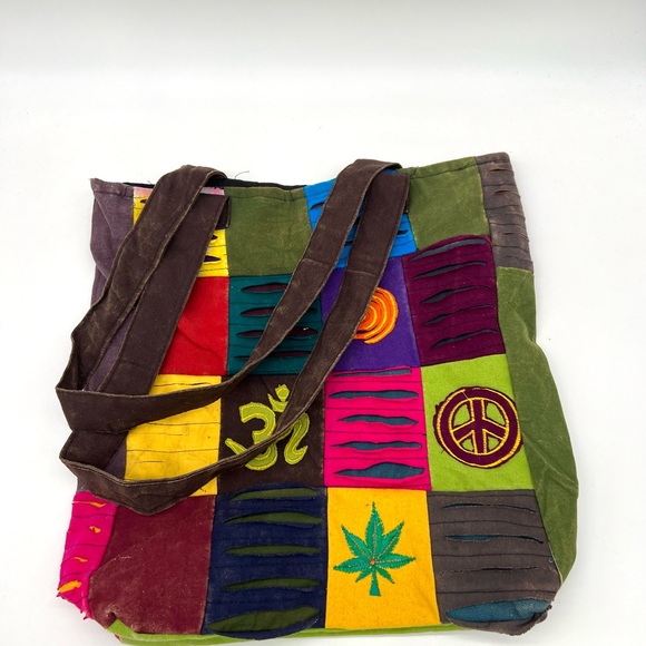 Colorful patchwork hippie tote bag - Picture 12 of 16